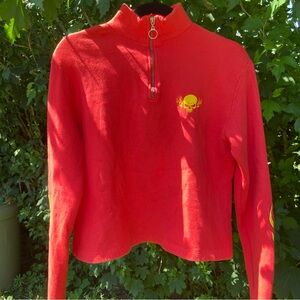Urban Outfitters Red Future State Crop 1/4 Zip Sweater Size Small 💀🔥❤️